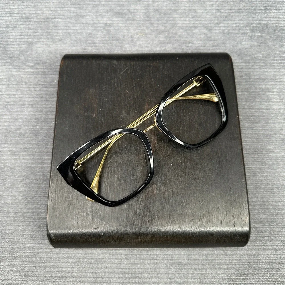 Fendi FE50011I 001 Black Gold Cat Eye Optical Glasses Frames Italy 51-19-140